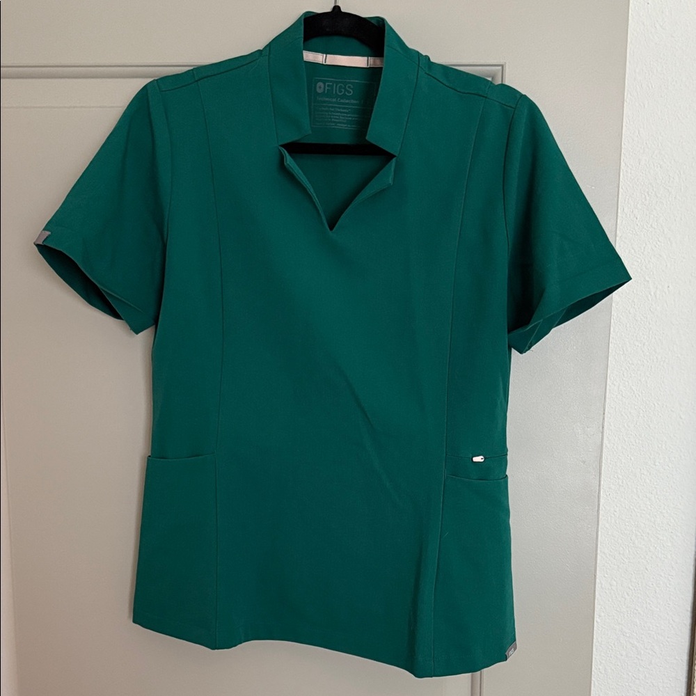FIGS Inala slim hunter green scrub top